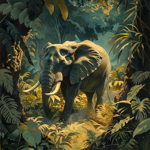 An elephant's journey through a dense, unexplored jungle