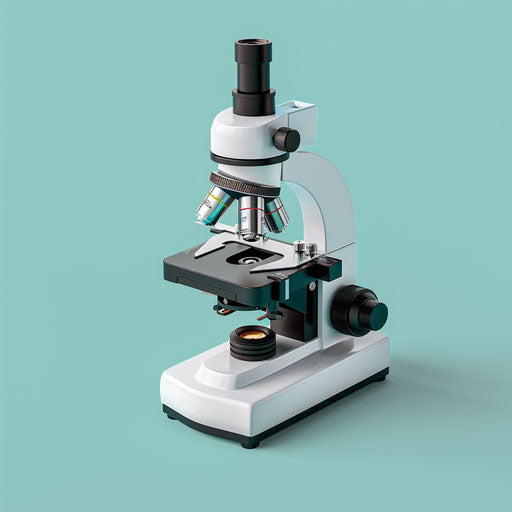 Realistic microscope clipart on flat, serene aqua background