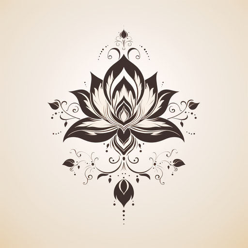 Indian lotus design for tattoos and patterns
