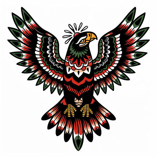 Mexican eagle tattoo sketch in clipart style