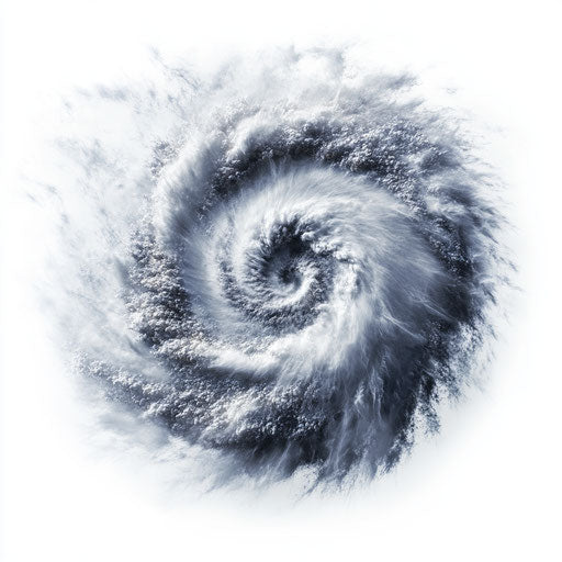 3D hurricane with flat white background, isolated clipart