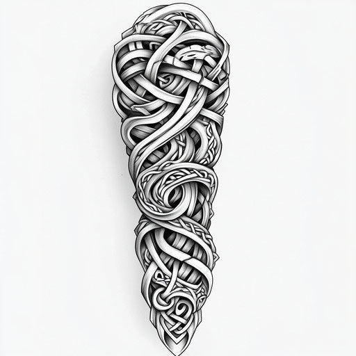 Arm tattoo sketch with Celtic knots on white background