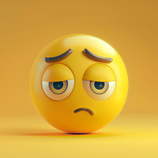 Sad and worried emoji icon with sculpted atmosphere