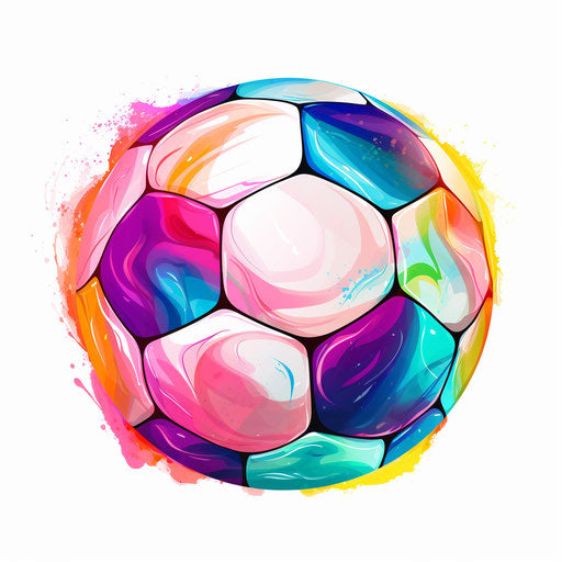 Football ball clipart in Pastel Colors Art style on white background