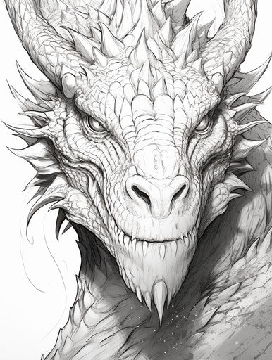 Dragon coloring page with realist textural outline