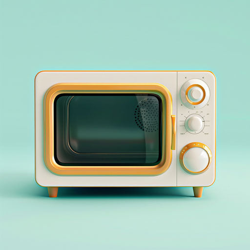 Realistic microwave clipart on light blue background