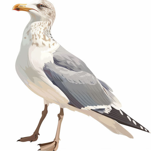 Seagull clipart in a photo-realistic style on white background