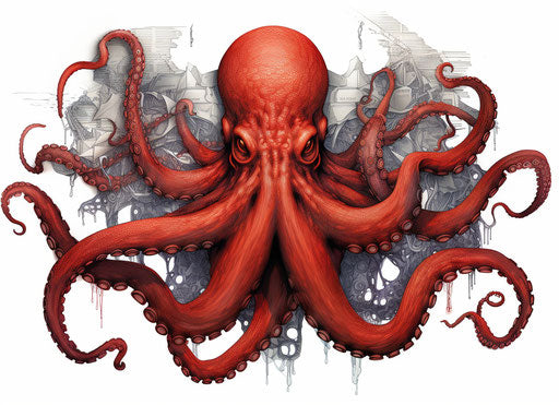 Realistic octopus in light and dark tones