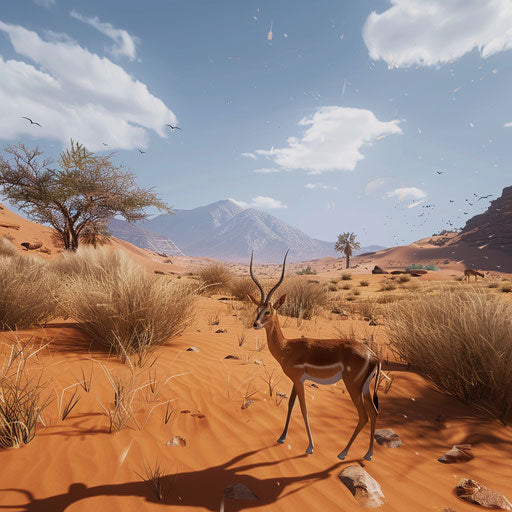 Virtual reality game with gazelles navigating challenges