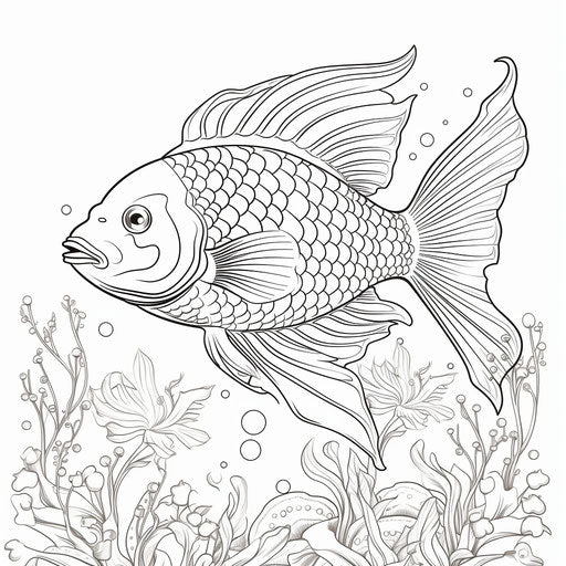 Beautiful sea fish coloring page drawing