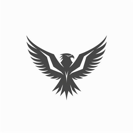 Sleek and minimalistic eagle logo in monochrome colors on white background