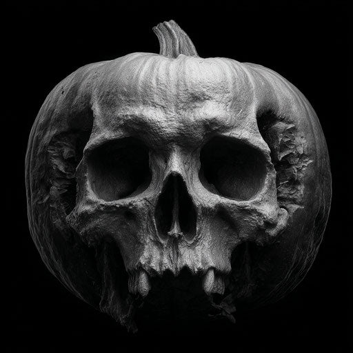 Halloween Pumpkin with a Macabre Skull Design