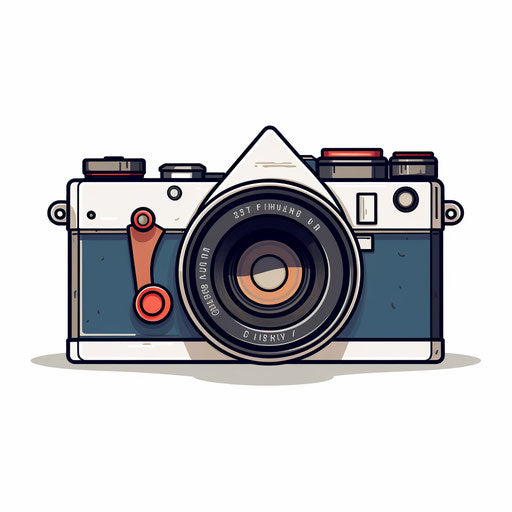 Minimalist film camera clipart, on a white background