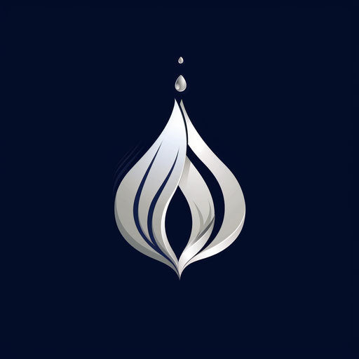 Water logo in white and silver on dark blue background