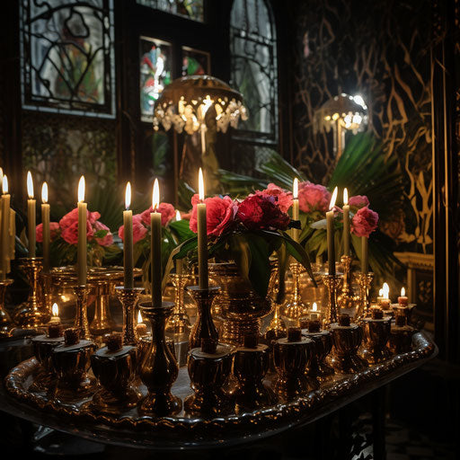 Islamic birthday candles in a mosque room