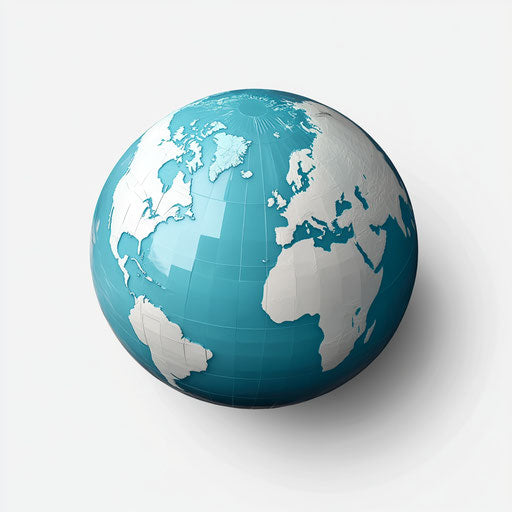 3D Globe Icon on flat white background