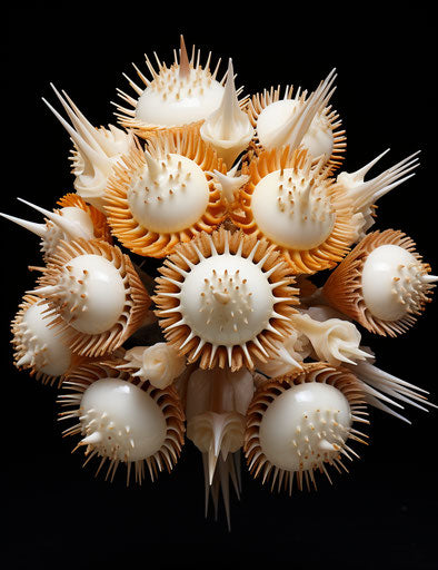 Flowers with yellow stamen in spherical artistic body