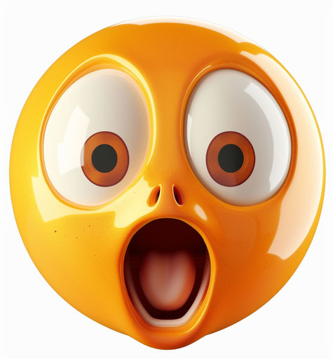 Shocked face emoji clipart, white background, high resolution
