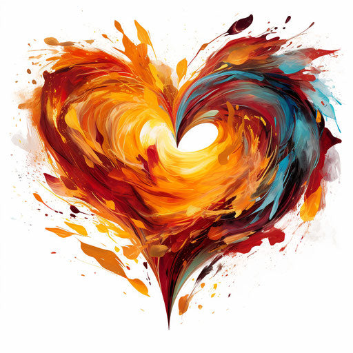 Heart clipart PNG in the style of Oil painting on white
