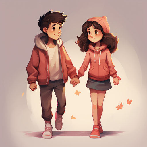 A cute couple holding hands, in the style of magewave