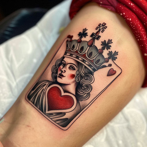 Renaissance-inspired Queen of Hearts Tattoo