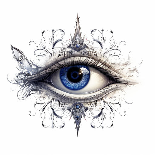 Ink tattoo designs, god rays style in silver and navy