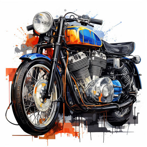 Motor clipart in the style of Oil painting, on a white background