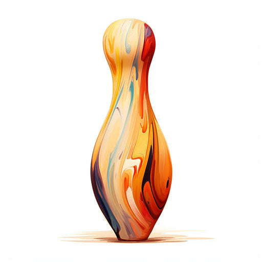 Bowling pin illustration in the style of Oil painting on white background
