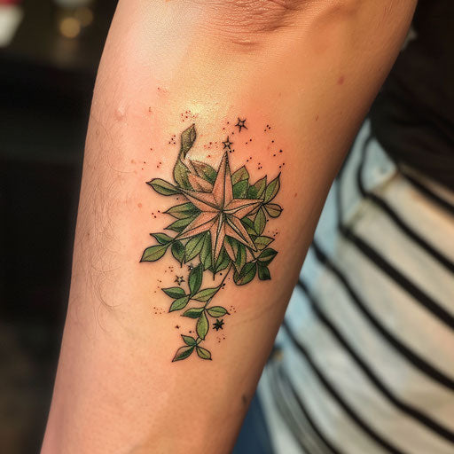 Eco-themed nautical star tattoo