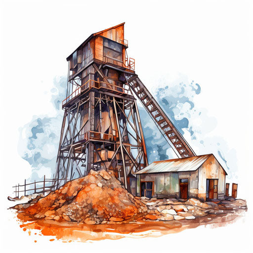 Mining illustration in Oil painting style
