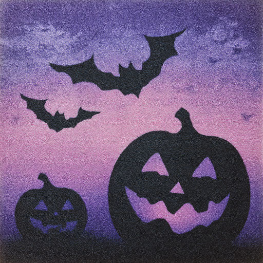 Mysterious Purple Gradient with Glowing Pumpkin