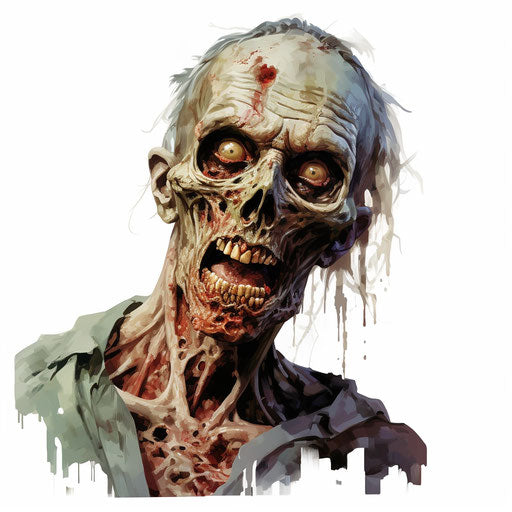 Zombie clipart in the style of Oil painting, on a white background
