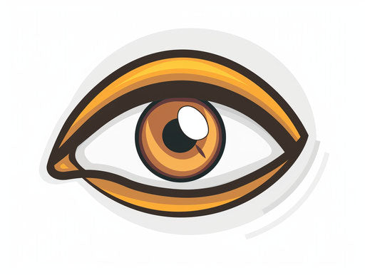 Simple vector eye logo with brown iris and white pupil