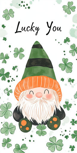 Lucky striped hat among four-leaf clovers