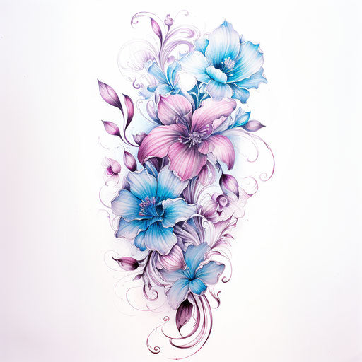 Floral tattoo design in harmony with nature