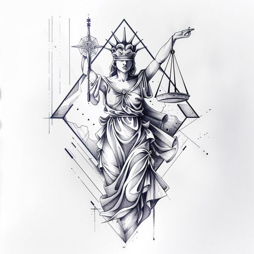 Geometric Justice tarot card tattoo concept