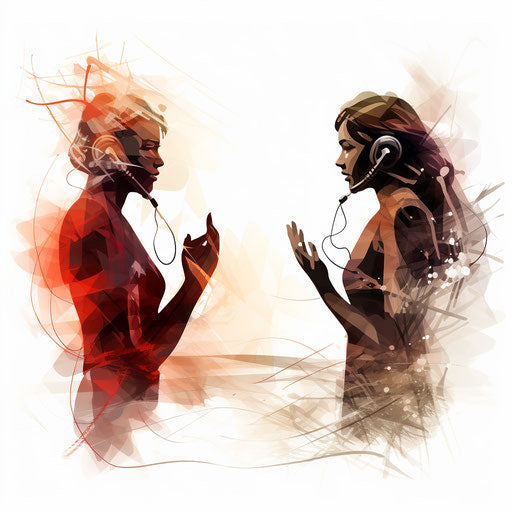 Communication artwork in the style of Chiaroscuro Art, on white background