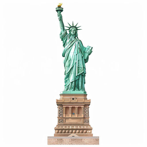 Realistic Statue of Liberty clipart with random flat background