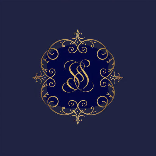 Classic Monogram Logo with Timeless Navy Blue Background