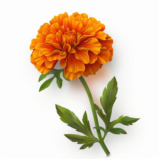 Marigold clipart in photo realistic style on flat white background
