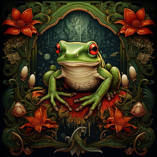 One inch frog tattoo art board print nz