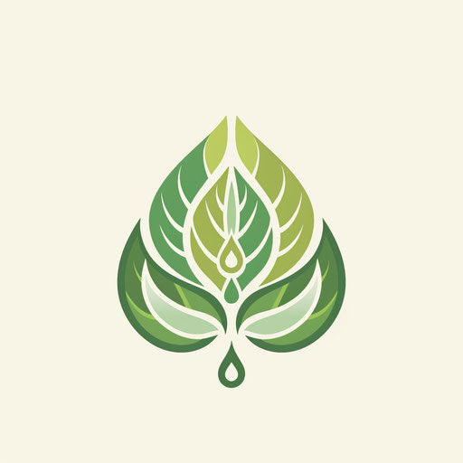 Eco-friendly fashion brand logo, unique pattern with leaf and water droplet