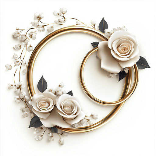 3D wedding card on white background, photo realistic style