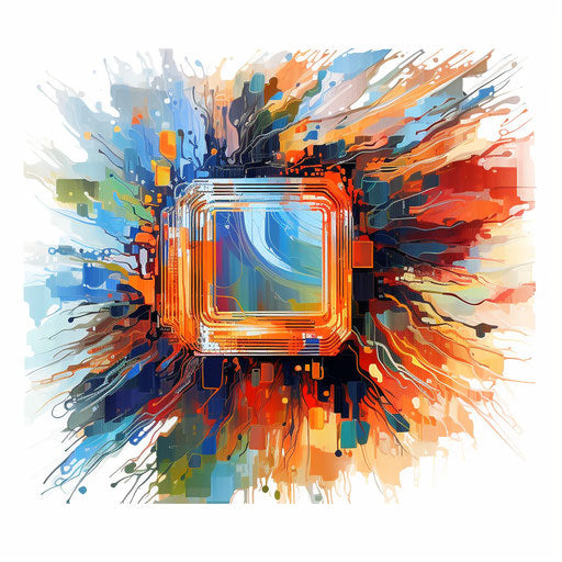 Impressionistic Art style of CPU clipart on white background