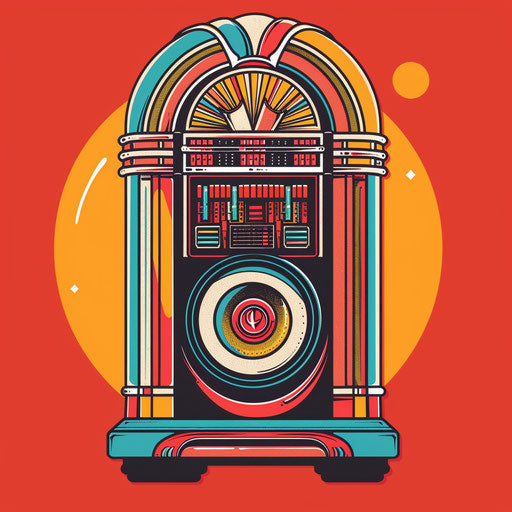 Nostalgic tattoo sketch retro jukebox bold bright colors