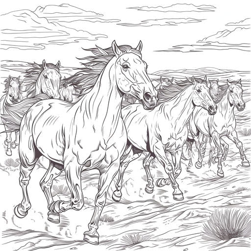 Herd galloping in the desert