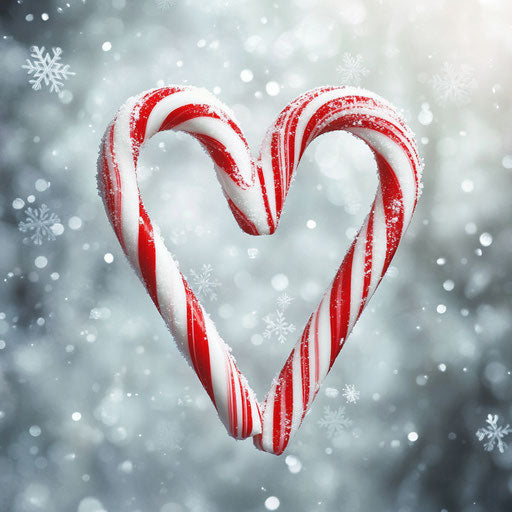 Heart of candies in the snow