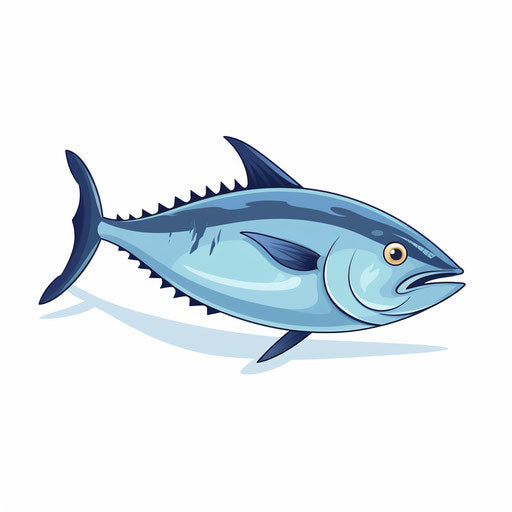 Vector illustration of tuna in minimalist style, on white background