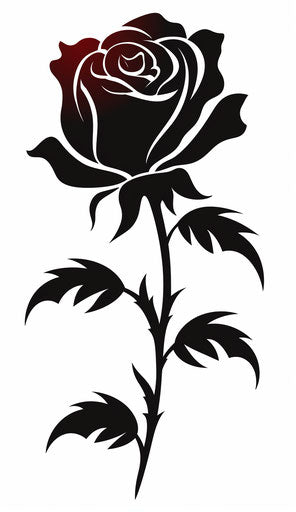 Rose flower cut out silhouette template, inspired by gerd arntz, stephen shortridge, glen keane, creative commons attribution, black paintings, feminine sticker art, sharp/prickly 37:64