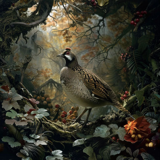 Quail bird in a fantastical setting